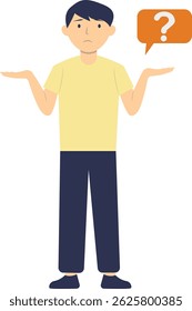 People Think and Ask Question. Flat Vector Illustration.
