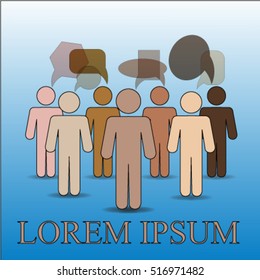 People think. Cloud thought. Silhouettes of people. Group Lorem ipsum