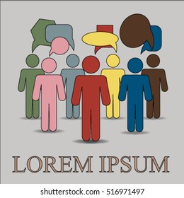 People think. Cloud thought. Silhouettes of people. Group Lorem ipsum