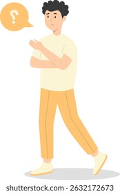 People Think and Solve Question. Confused Situation. Flat Cartoon Vector Illustration