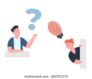 Gente pensando con bulto y signo de interrogación