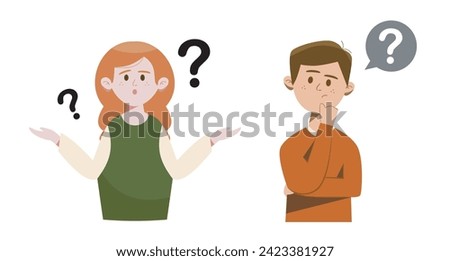 People Thinking Character Flat Illustration