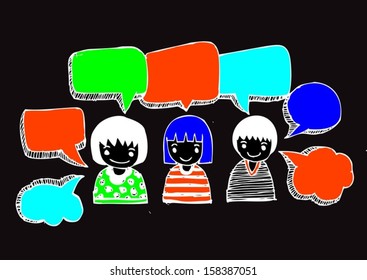 people thinking and people dialog speech bubbles 