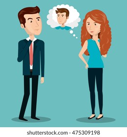 people thinking icon vector illustration design