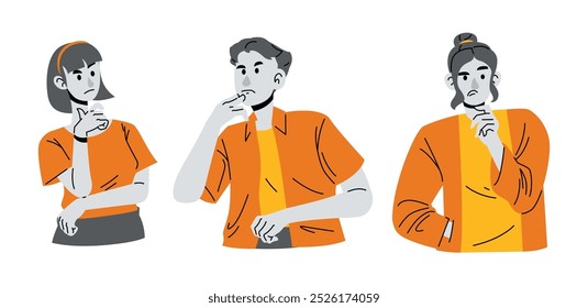 Pessoas pensando no conjunto de vetores de ilustração