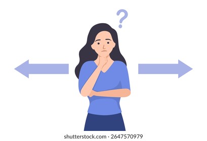 people thinking on difference career path. Direction choice, crossroad or decision for career path, determination or tough decision concept