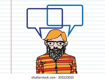 People thinking and peoples talking with dialog speech bubbles