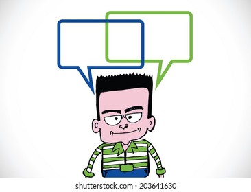 People thinking and peoples talking with dialog speech bubbles