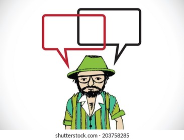People thinking and peoples talking with dialog speech bubbles