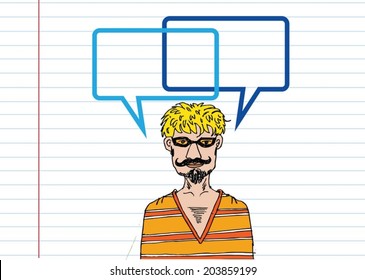 People thinking and peoples talking with dialog speech bubbles