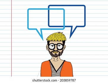 People thinking and peoples talking with dialog speech bubbles