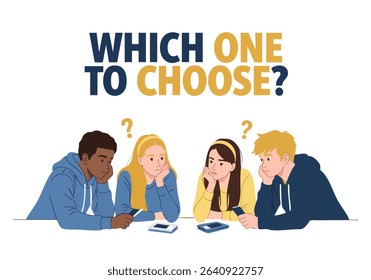 People thinking which option to choose, group decision
