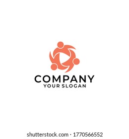 Logo Del Equipo De Tres Grupos De Personas. Ilustración del diseño gráfico del vector