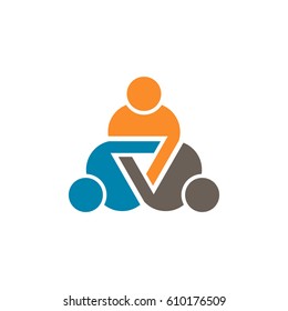  People Three Group Teamwork Logo. Vector graphic design illustration