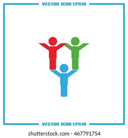 People three icon. Trendy vector illustration eps10. Business logo. Modern concept flat friends sign. Internet symbol for website design, mobile app.