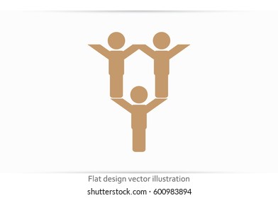 people three icon vector