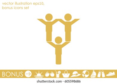 people three icon vector