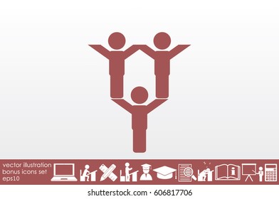 people three icon vector