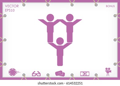 people three icon vector