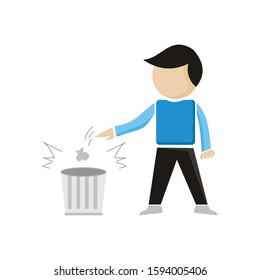 people throw trash in the trash - vector