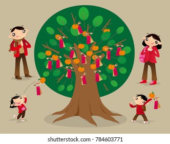 People throw tying joss paper into the Wishing Tree and make wishes. It has been one of the favorite Chinese New Year festival activities in Hong Kong in recent years.