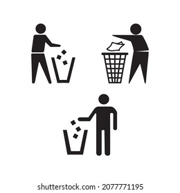 People Throwing Trash Logo Black White Stock Vector (Royalty Free ...