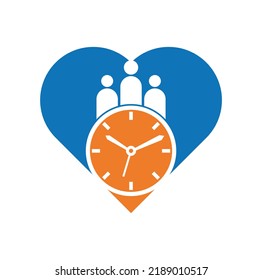 People Time heart shape concept Logo. time successful health logo icon vector.	