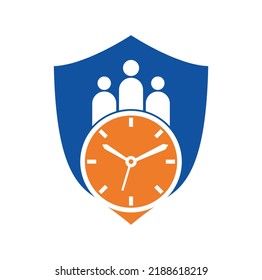 People Time Logo. time successful health logo icon vector. time logo with medical people icon silhouette.