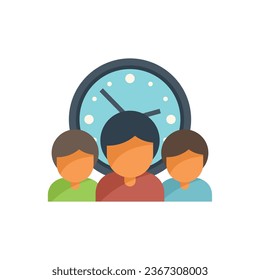 Vector plano del icono de administración de tiempo de la gente. Proyecto de negocio. Control de trabajo aislado