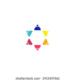 PEOPLE TOGETHER COLORFUL SIGN, SYMBOL, ART, LOGO ISOLATED ON WHITE