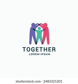 People together colorful stylish logo vector icon illustration. Family bonding symbol