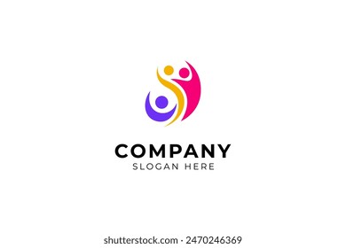 people together community teamwork logo design vector colorful flat style