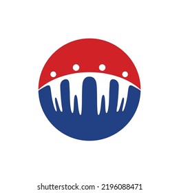 People together inside a circle with 3 colors for community, association, teamwork logo.