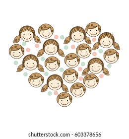 people together inside the heart icon, vector illustration design