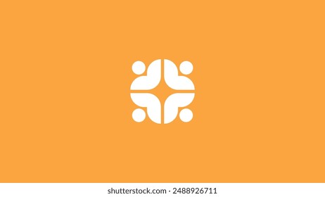 People together make crossing circle for healthy family logo