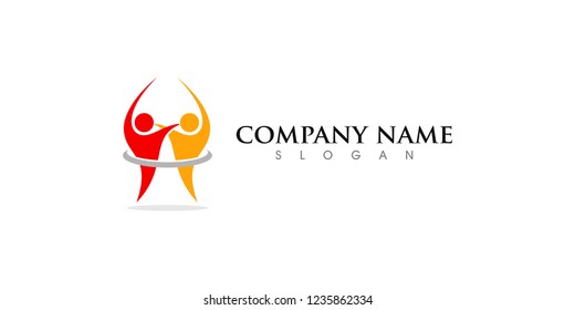 People Together Reach on Goal/Health Clean Logo Template