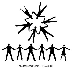 people together silhouette vector