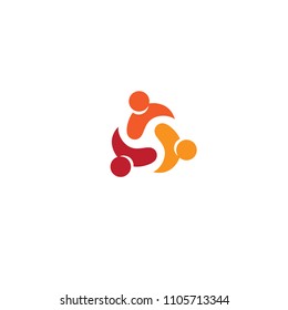 People together symbol, united people sign, union group abstract vector logo on white background.