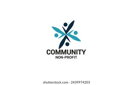 People together teamwork logo symbol of solution and cooperation in community organization