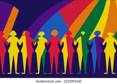 People tolerance, illustration, flags, support for lgbtq+ community