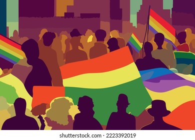 People tolerance, parade, flags, support lgbtq+ community