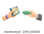 People Trade Money and Media Disc Entertainment Industry Copyright Symbol Cartoon illustration Vector