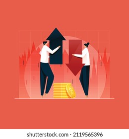People Trading in Crypto Market concept, Team discussing on Stock Exchange data analysis, Financial and Investment Graph