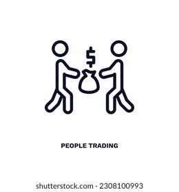 people trading icon. Thin line people trading icon from humans and behavior collection. Outline vector isolated on white background. Editable people trading symbol can be used web and mobile