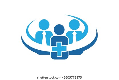 People trading logo design with white background Group of People and Plus Sign logo or icon design