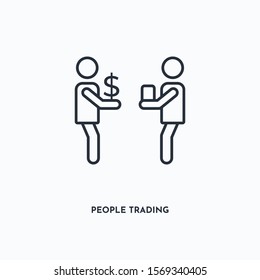 People Trading outline icon. Simple linear element illustration. Isolated line People Trading icon on white background. Thin stroke sign can be used for web, mobile and UI.