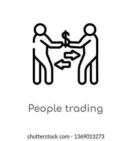 people trading vector line icon. Simple element illustration. people trading outline icon from humans concept. Can be used for web and mobile
