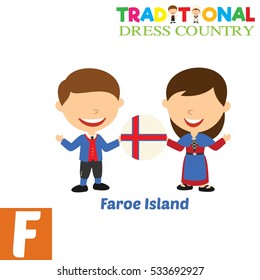 People in Traditional Dress Country Alphabet  F Letter For Faroe Islands