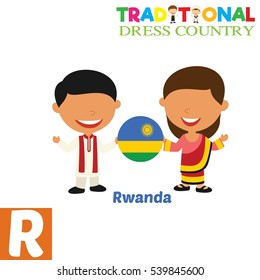 People In Traditional Dress Country Alphabet. R Letter For Rwanda
