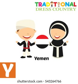 People in Traditional Dress Country Alphabet. Y Letter For Yemen